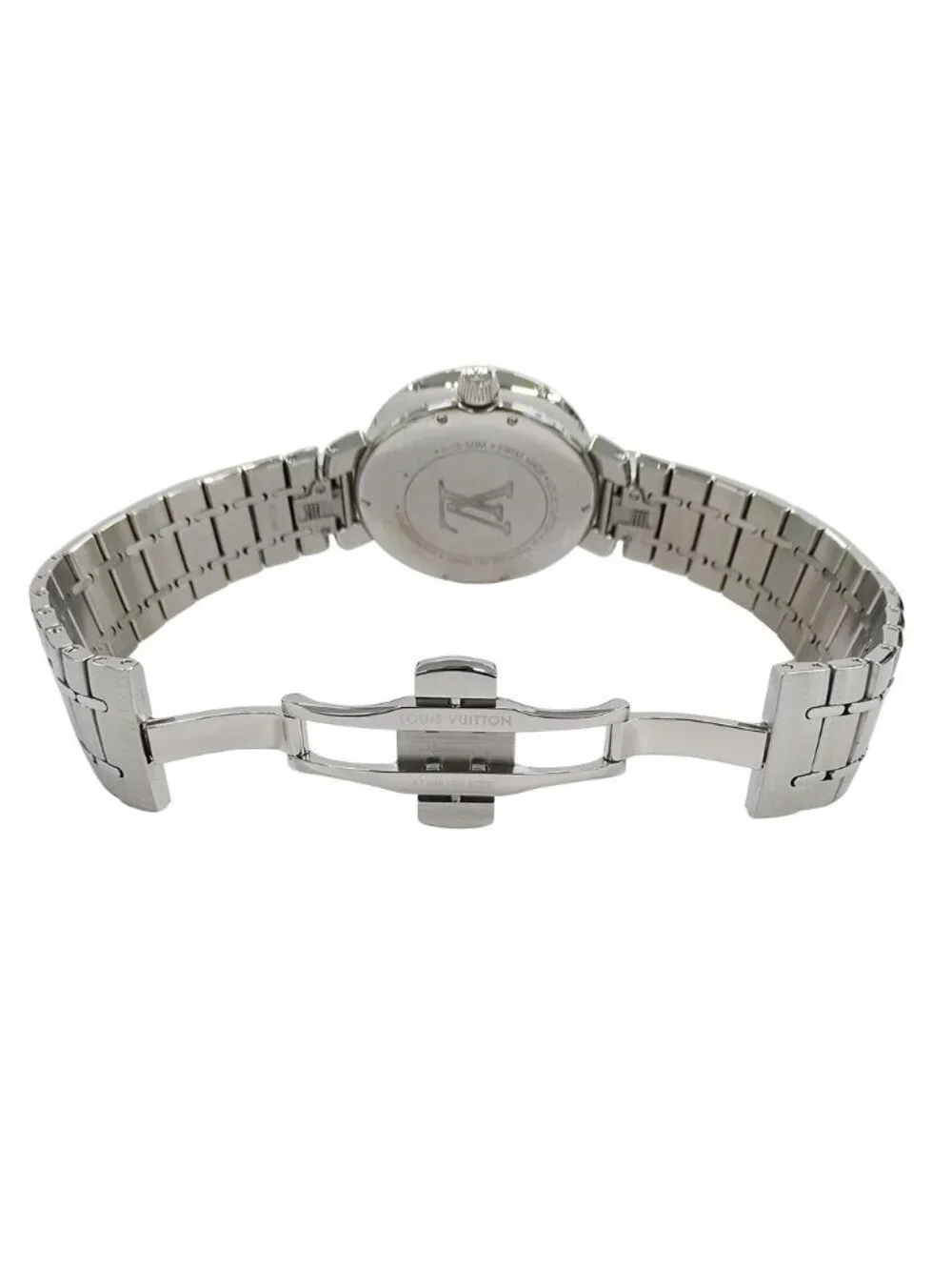 Louis Vuitton Watch Tambour Moon Dual Time Quartz Stainless Steel Silver